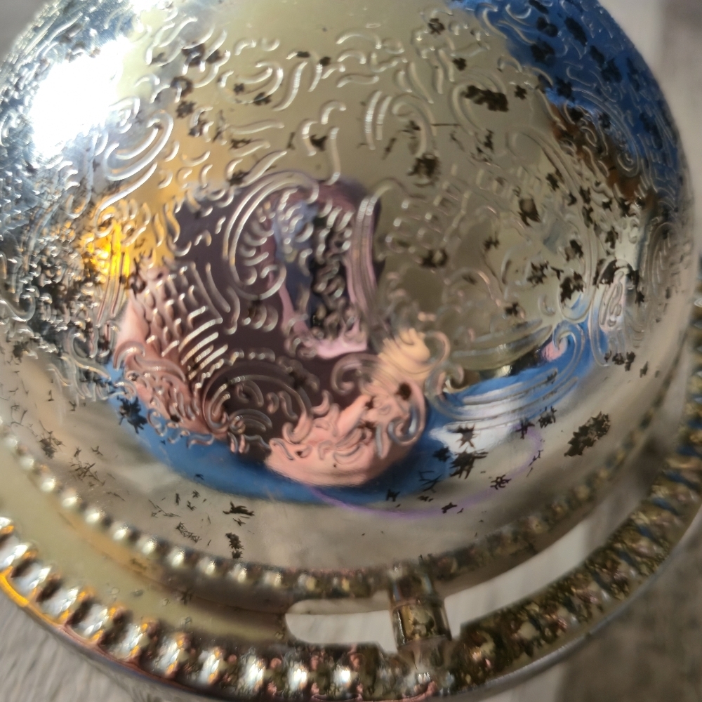 Antique Silverplate Revolving Roll Top Dome Butter Dish Ornate Footed Caviar - Picture 3 of 9